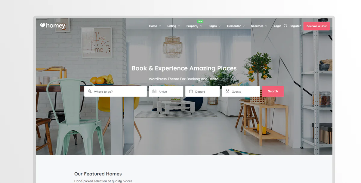 Homey - Booking and Rentals WordPress Theme